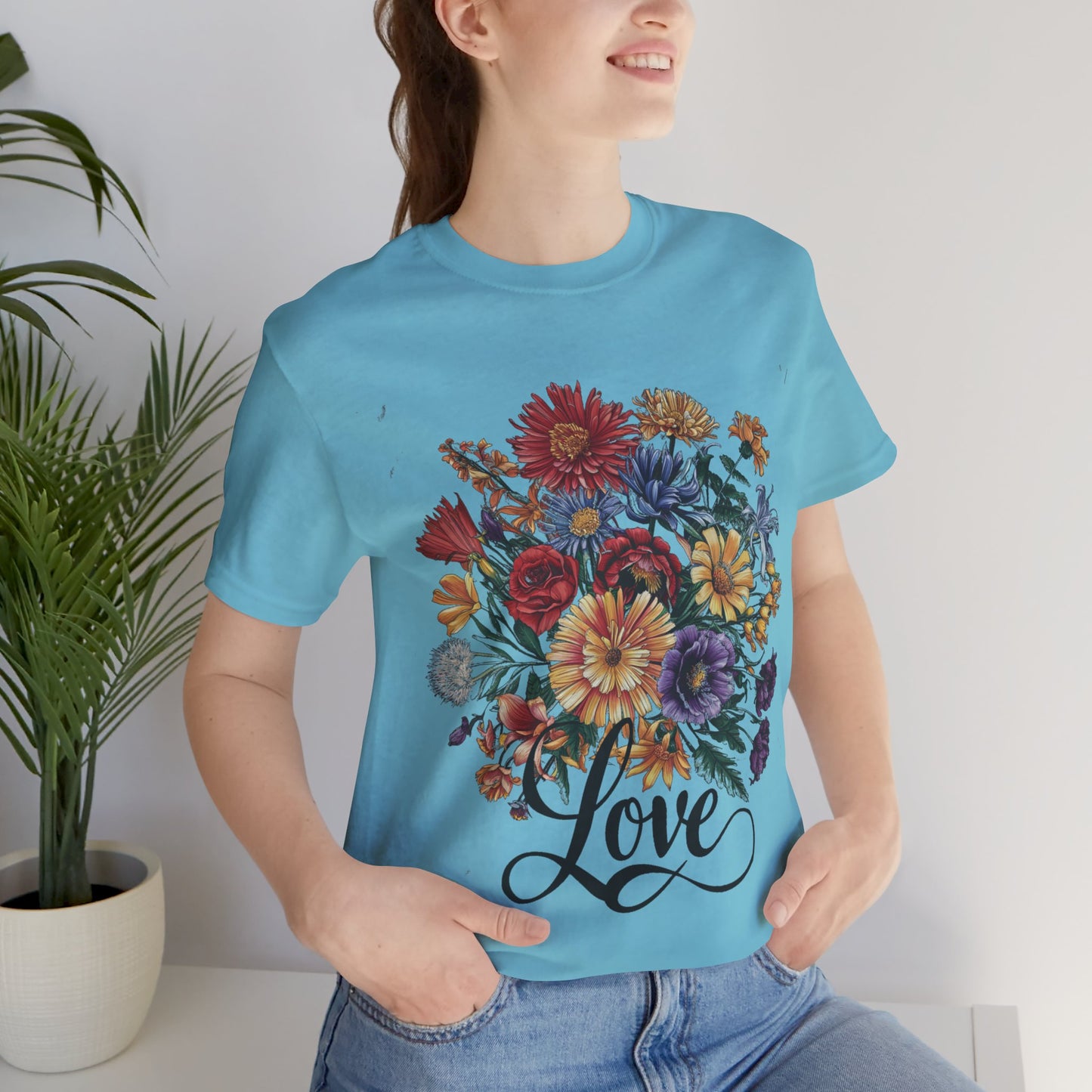 Love Flower 2 T-Shirt Women Cotton