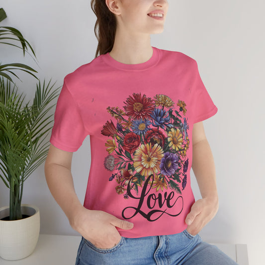 Love Flower 2 T-Shirt Women Cotton