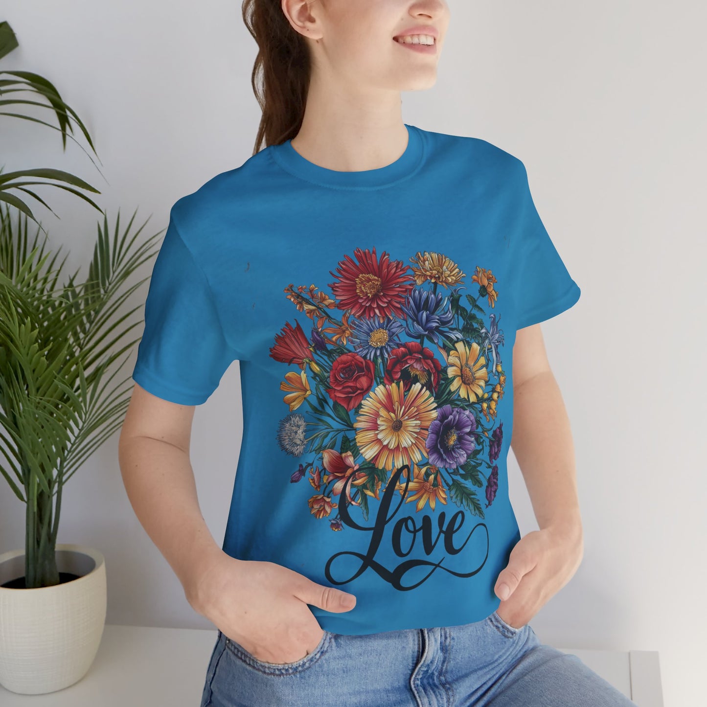 Love Flower 2 T-Shirt Women Cotton