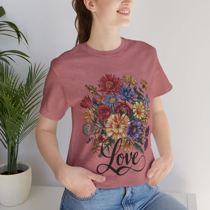 Love Flower 2 T-Shirt Women Cotton