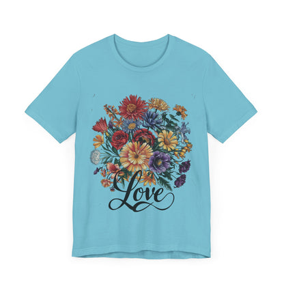 Love Flower 2 T-Shirt Women Cotton