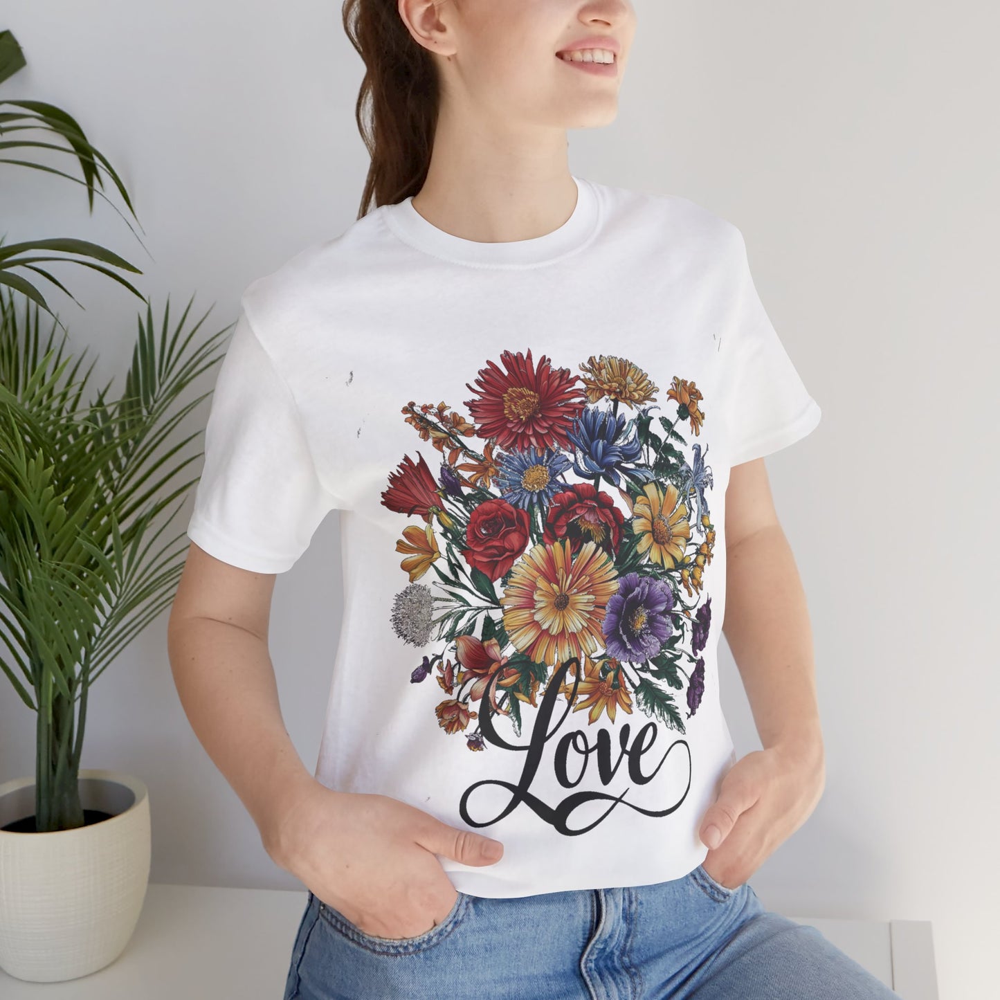 Love Flower 2 T-Shirt Women Cotton