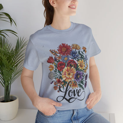 Love Flower 2 T-Shirt Women Cotton