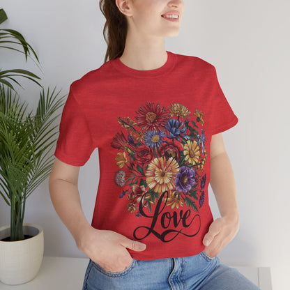 Love Flower 2 T-Shirt Women Cotton